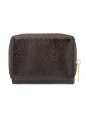 Mały brązowy skórzany portfel damski PORES-0988-1I(W26), widok produktu z tyłu na białym tle.