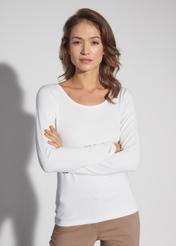 Biała bluzka damska z długim rękawem LSLDT-0038-11(KS)