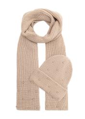 Beżowy szalik damski z wełną SZADT-0211-24(Z25)