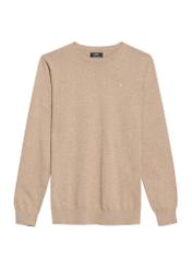 Camelowy bawełniany sweter męski SWEMT-0114A-24(Z25), widok produktu od przodu na białym tle.