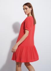 Czerwona sukienka z falbanką SUKDT-0165-42(W23)-04
