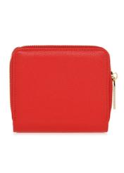 Mały czerwony portfel damski z logo POREC-0366-4A(W26), widok produktu z tyłu na białym tle.