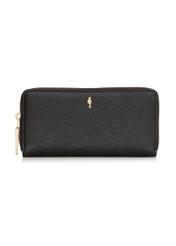 Czarny skórzany portfel damski PORES-0800R-9I(W26), widok produktu z przodu na białym tle.