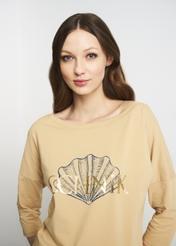 Beżowa bluzka damska z logo OCHNIK BLUDT-0146-80(W22)