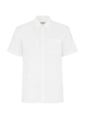 Kremowa koszula z krótkim rękawem męska KOSMT-0327-12(W24)