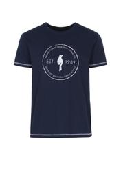 Granatowy T-shirt męski z logo TSHMT-0068-69(W23)