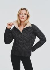 Black quilted transitional women's jacket KURDT-0571-99(Z24) pic. 3