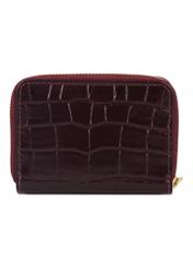 Bordowy portfel damski croco PORES-0888B-4D(Z26), widok produktu z tyłu na białym tle.