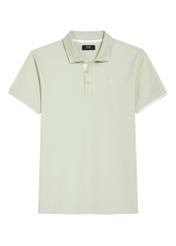 Szałwiowa koszulka polo z bawełny POLMT-0045B-8F(W26), widok produktu z przodu na białym tle.