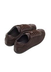 Ciemnobrązowe skórzane sneakersy damskie BUTYD-1293-1I(Z26) - widok produktu z góry, na białym tle. 