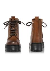 Brown leather lace-up women's ankle boots BUTYD-0930A-89(Z24)-04