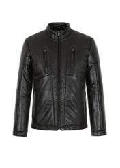 Men's short leather jacket with insulation KURMS-0248-5506(Z21)-04