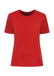 Red women's t-shirt with emblem TSHDT-0134-42(Z24)