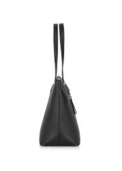 Czarna torebka shopper damska TOREC-0953A-9I(Z26), widok produktu od boku na białym tle.