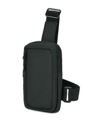 Mała czarna saszetka męska TORMN-0363-99(Z25), widok produktu skosem na białym tle.