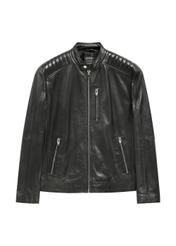 Skórzana kurtka męska ze stójką KURMS-0191A-99(KS)