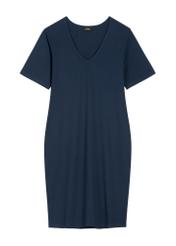 Granatowa bawełniana sukienka SUKDT-0185A-7E(W26), widok produktu z przodu na białym tle.