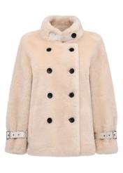 Women's beige wool fur coat FUTDW-0028-81(Z24)