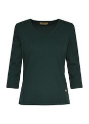 Women's dark green V-neck blouse LSLDT-0036-53(Z24)-01