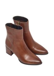 Skórzane botki damskie w kolorze koniaku BUTYD-1186-1F(Z26)