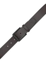 Brązowy skórzany pasek męski PASMS-0280-1H(W26) - widok produktu z góry, na białym tle. 