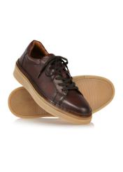 Brown leather men's sports shoes BUTYM-0478-89(Z24)