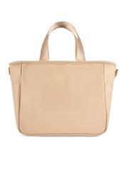 Beżowa torebka typu lunchbox TOREN-0346-1A(W26) - widok produktu z tyłu, na białym tle. 