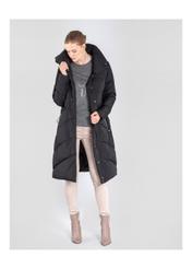 Długa czarna kurtka damska z puchem KURDT-0275-99(Z20)-03