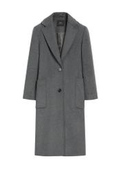 Szary wełniany płaszcz damski PLADT-0065-91(Z25)