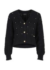 Czarny sweter damski z nitami KARDT-0030-99(Z23)