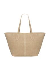 Torebka damska typu shopper w kolorze chłodnego beżu TORES-1407-1K(Z26) - widok produktu z tyłu, na białym tle. 