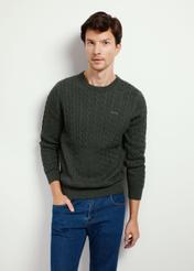 Green men's cotton sweater SWEMT-0148-54(Z24)-01