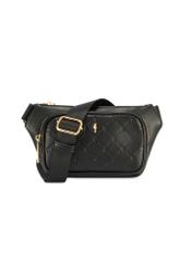 Czarna nerka damska z monogramem TOREC-1192-9P(W26) - widok produktu z przodu, na białym tle.