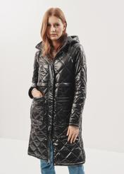 Długa czarna kurtka damska KURDT-0476-99(Z23)