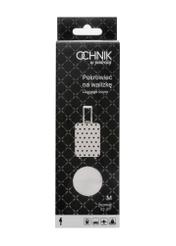 Pokrowiec na średnią walizkę w kropki AW-013-0007-0P-M(W26), widok produktu z przodu w opakowaniu.