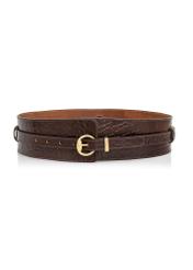 Brown leather women's belt 2in1 PASDS-0314-89(Z24)-01