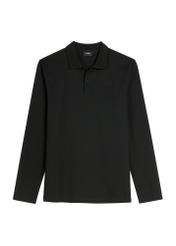 Czarny longsleeve męski z kołnierzykiem LSLMT-0011-99(W26), widok produktu z przodu na białym tle.