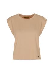 Beżowy T-shirt damski  basic TSHDT-0085-80(W22)