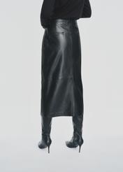 Black leather midi skirt SPCDS-0071-5344(Z24)-03