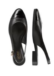 Skórzane czarne baleriny bez piętki BUTYD-1052A-99(W26), widok produktu z góry na białym tle.