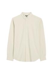 Beżowa koszula męska z bawełny KOSMT-0356-1A(W26) - widok produktu z przodu, na białym tle. 