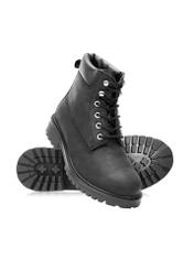 Czarne skórzane sznurowane botki męskie BUTYM-0514-99(Z25)