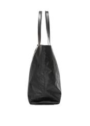 Czarna duża skórzana torebka shopper TORES-1354-99(Z26), widok produktu z boku na białym tle.