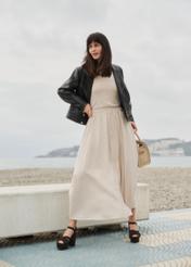 Beżowa spódnica midi SPCDT-0125-1A(W26)