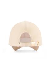 Beżowa czapka z daszkiem unisex CZALT-0001-1B(W26) - widok produktu z tyłu, na białym tle.  