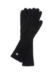 Długie czarne rękawiczki damskie REKDT-0030-99(Z23)