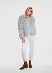 Gray natural women's fur coat FUTDF-0105-5460(Z24)-02