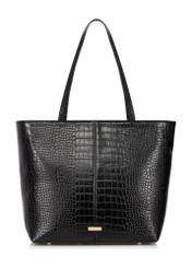 Czarna torebka shopper damska croco TOREC-0810-99(W23)-01