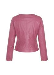 Różowa kurtka damska ze skóry naturalnej KURDS-0154-1226(W22)
