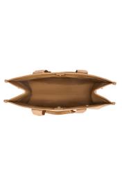 Duża torebka shopper camelowa TOREC-0977A-24(Z25), widok produktu od środka na białym tle.